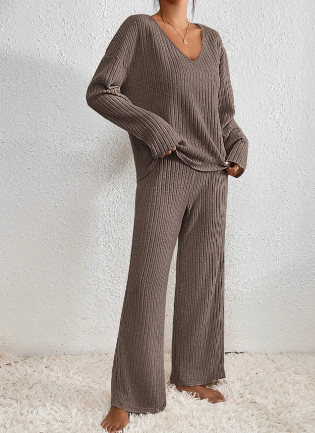 Set with Ladies Knitted Loungewear Two-Piece Soft Texture and Comfort