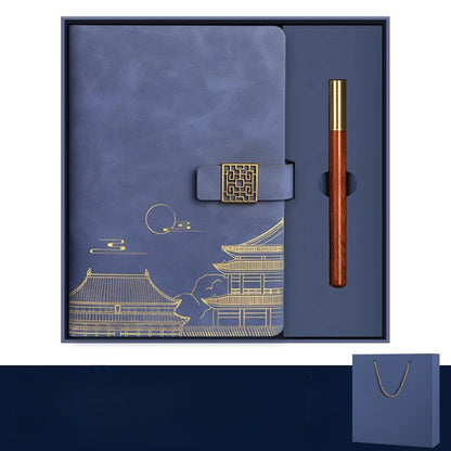 Set with Exclusive Gift Forbidden City for Notebook, Thermos Bottle, and Pen in Box