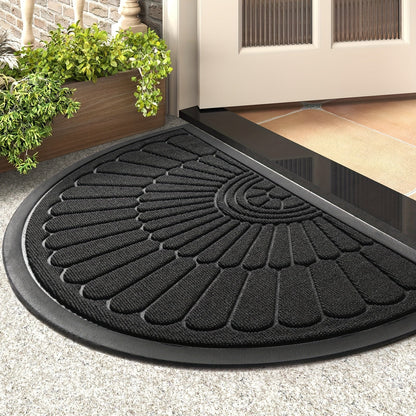 Door Mat Sustainable Rubber with Half-Round Design for Outdoor and Indoor