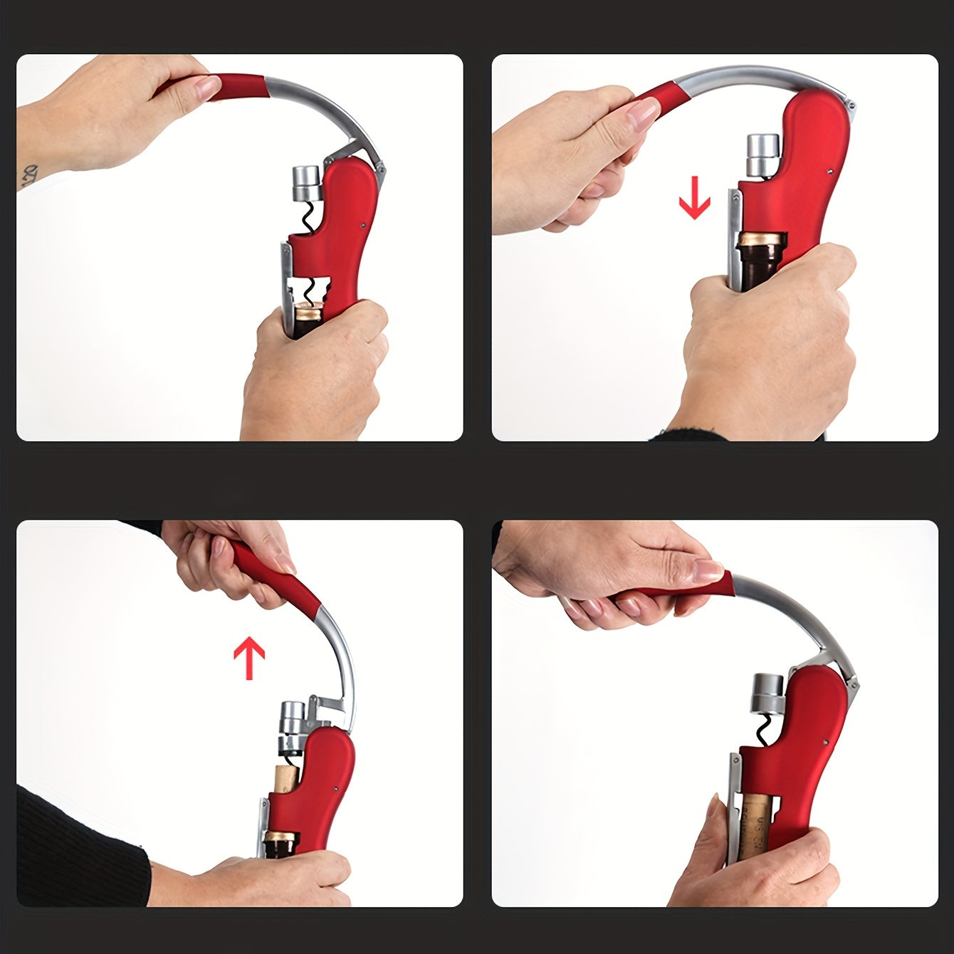 Ergonomic Corkscrew for Quickly and Safely Open Wine Bottles for Home and Hospitality