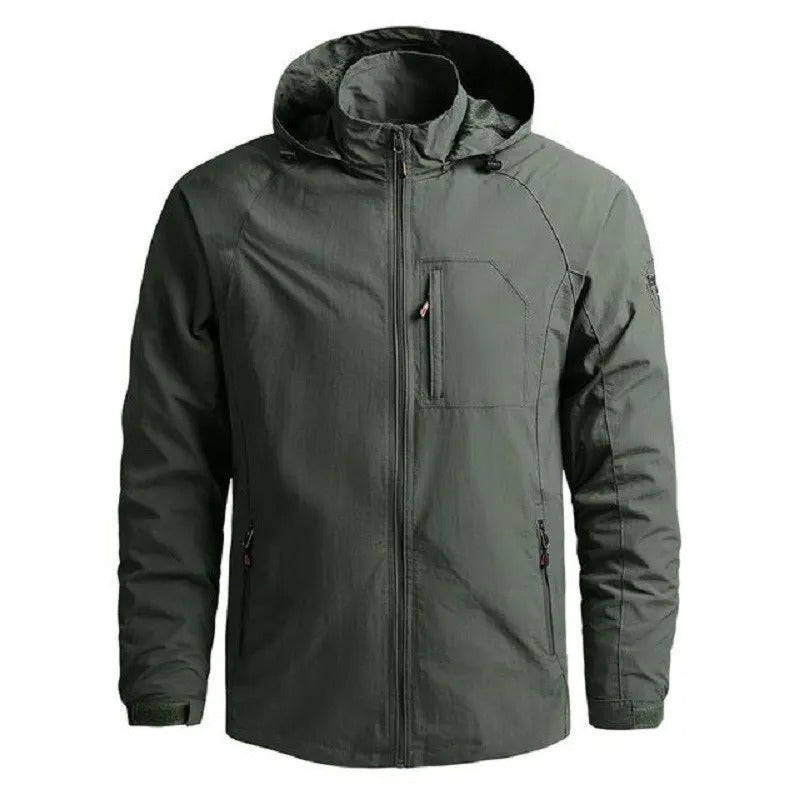 Water-Resistant Men's Summer Jacket with Breathable Material and Practical Pockets