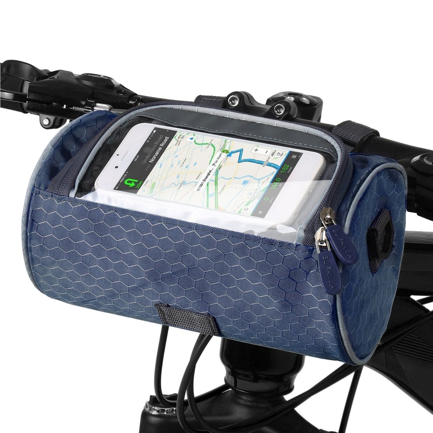 Holder with Practical Bicycle Handlebar Bag with Smartphone and Water-Resistant Material