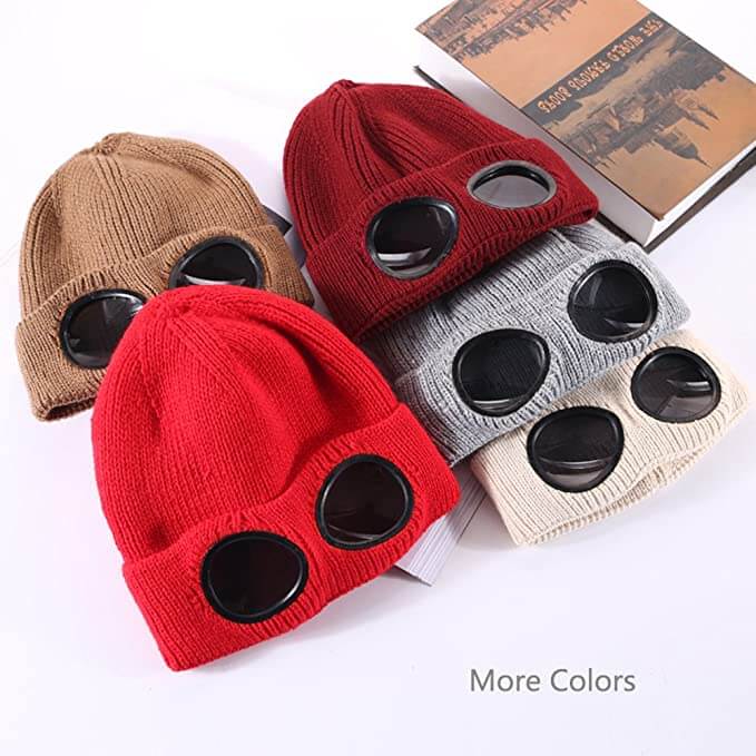 Glasses with Knitted Winter Beanie with Lens for Warm Unisex Beanie for Cold and Windy Days