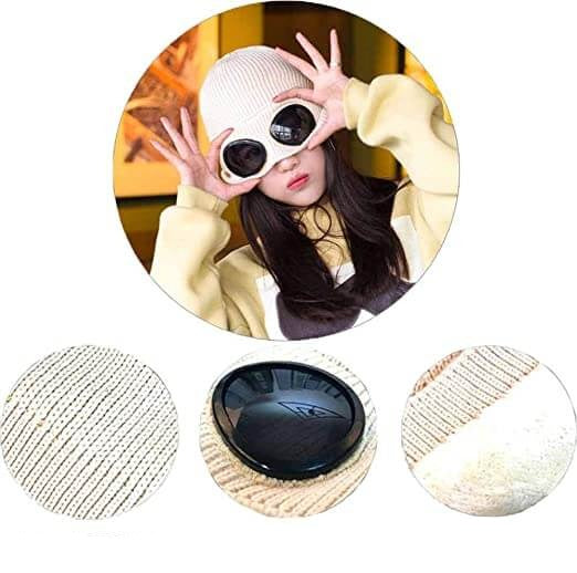 Glasses with Knitted Winter Beanie with Lens for Warm Unisex Beanie for Cold and Windy Days