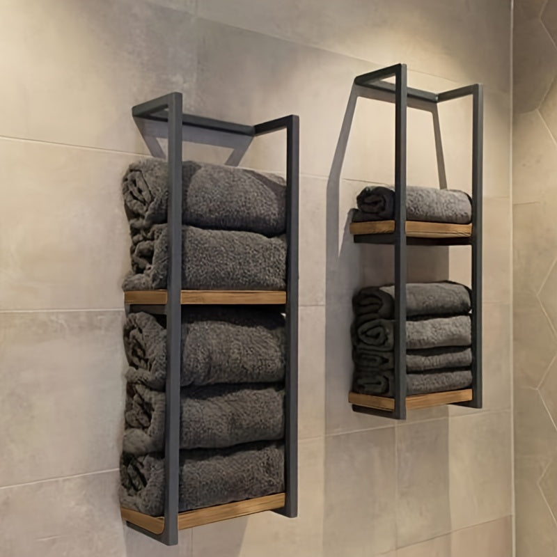 Rack Space-Saving Towel for a Tidy Bathroom