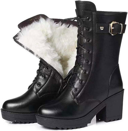 Boots with Ladies' Winter Faux Fur Lining for Waterproof Non-Slip Ankle Boots for Cold Days