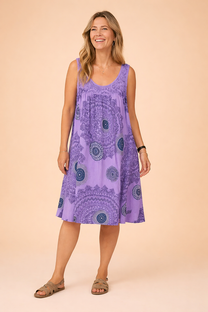 Ladies' Airy Midi Dress with Bohemian Pattern for Comfortable Summer Looks