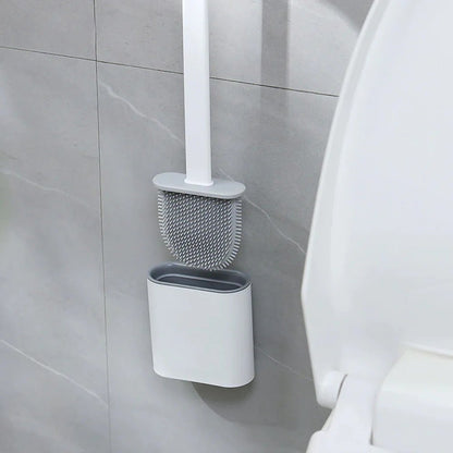 Holder with Silicone Toilet Brush with Wall Design for Hygienic and Efficient Cleaning