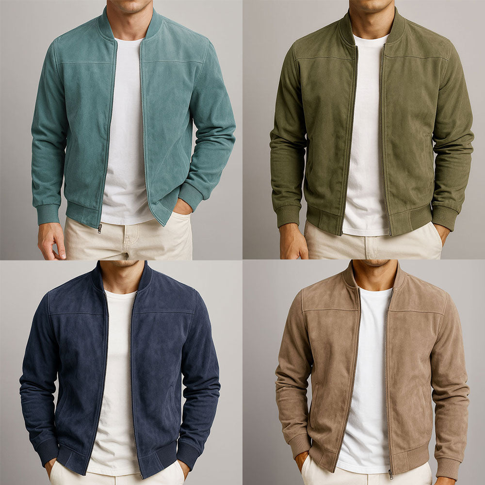 Stylish Men's Summer Jacket with Suede Look and Comfortable Modern Fit