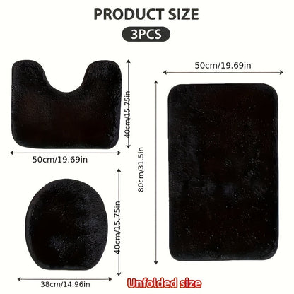 Set with 3-Piece Bathroom Mat Geometric Pattern for Soft and Non-Slip