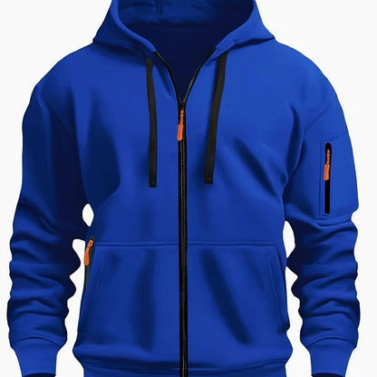 Men's Zip-Up Hoodie with Hood for Casual Outdoor Sweatshirt