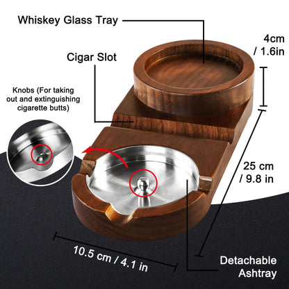 Whiskey Glass with Creative Cigar Ashtray and Tray