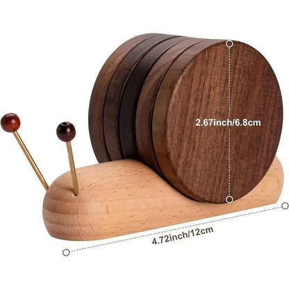 Table with Wooden Coaster Set with Log Design for Protection