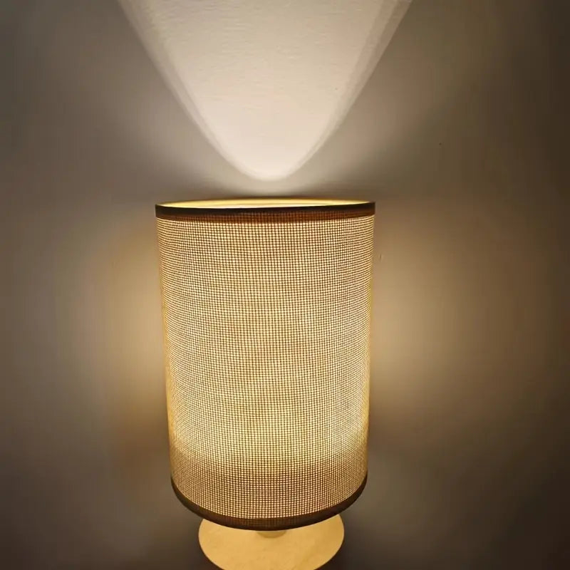 Minimalist Table Lamp with Wooden Base and Fabric Shade for Atmospheric Light