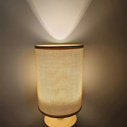 Minimalist Table Lamp with Wooden Base and Fabric Shade for Atmospheric Light