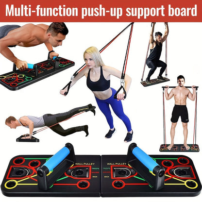Set with Push-Up Plank Handles, Resistance Bands, and Accessories for Ideal for Chest and Abs