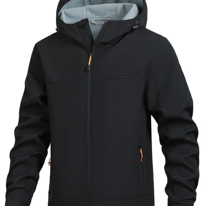 Men's Outdoor Softshell Jacket with Hood for Quick-Drying and Windproof