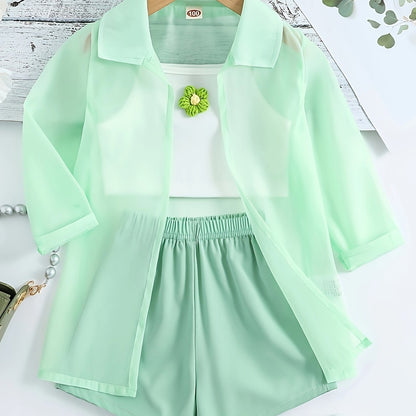 Set with Lightweight Girls' Summer Blouse and Shorts