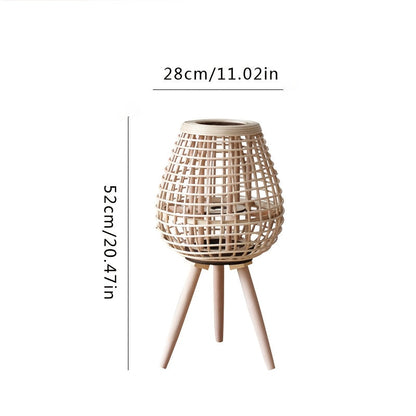 Lantern with Handwoven Rattan Candle Holder for Loose Decorative Piece