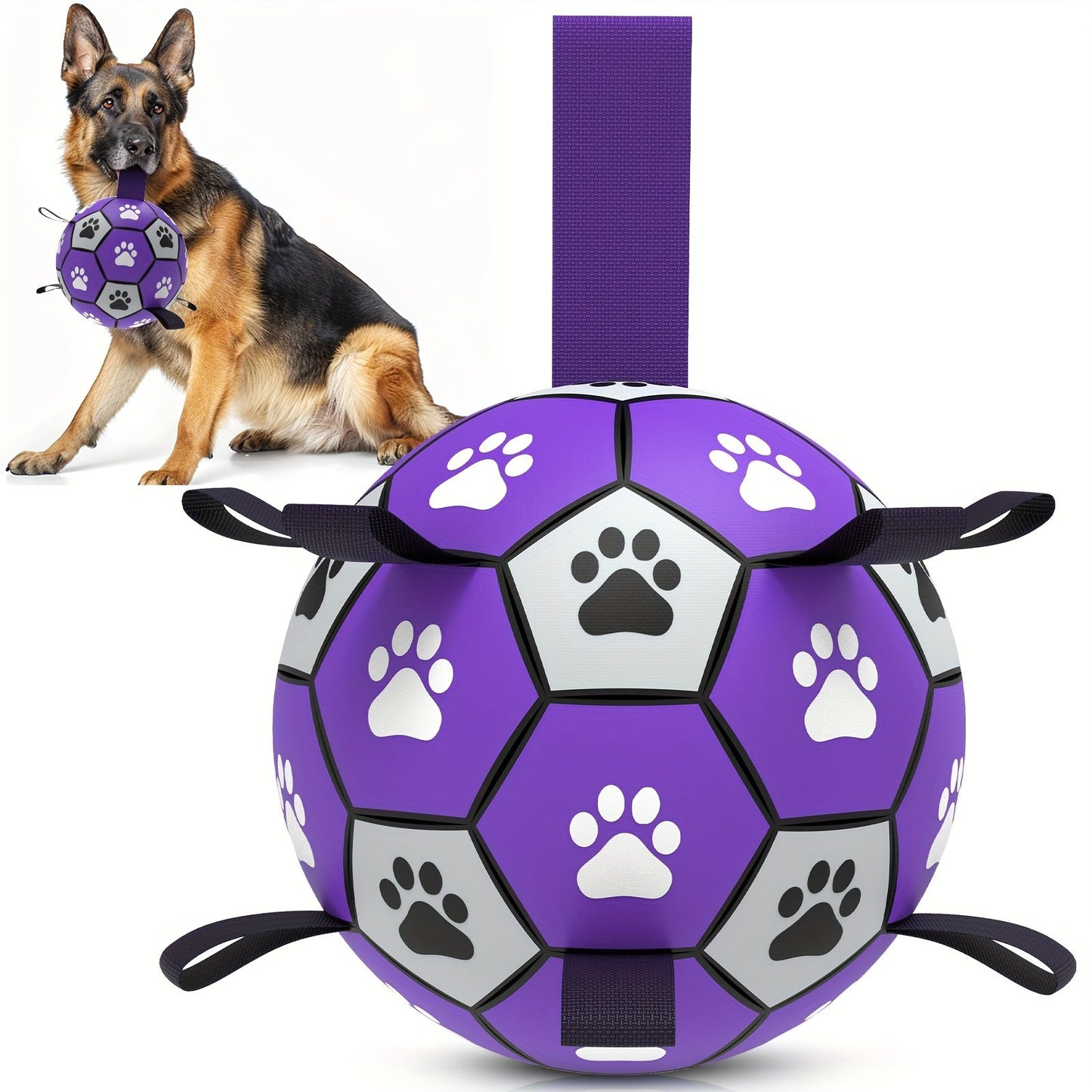 Dog with Rubber Play Ball with Handles for Indoor and Outdoor Use
