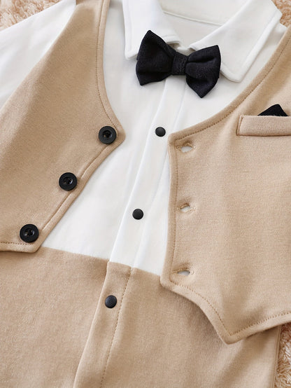 Oliver Gentleman Romper for Chic Baby Romper with Bow Tie