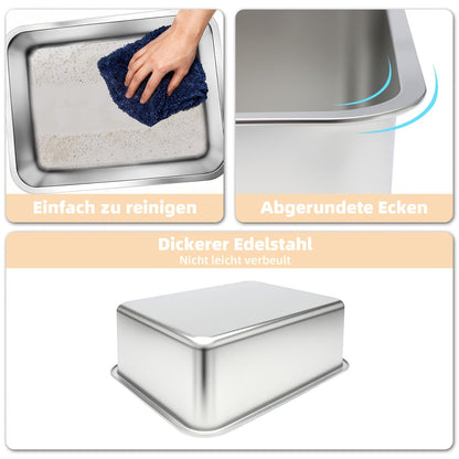 Extra Large Stainless Steel Cat Litter Tray with Low Entry with Durable and Hygienic Design