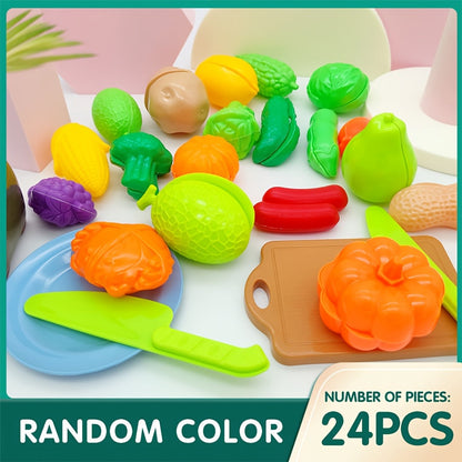 Set with Educational Cutting Food, Fruit, and Vegetables for Perfect
