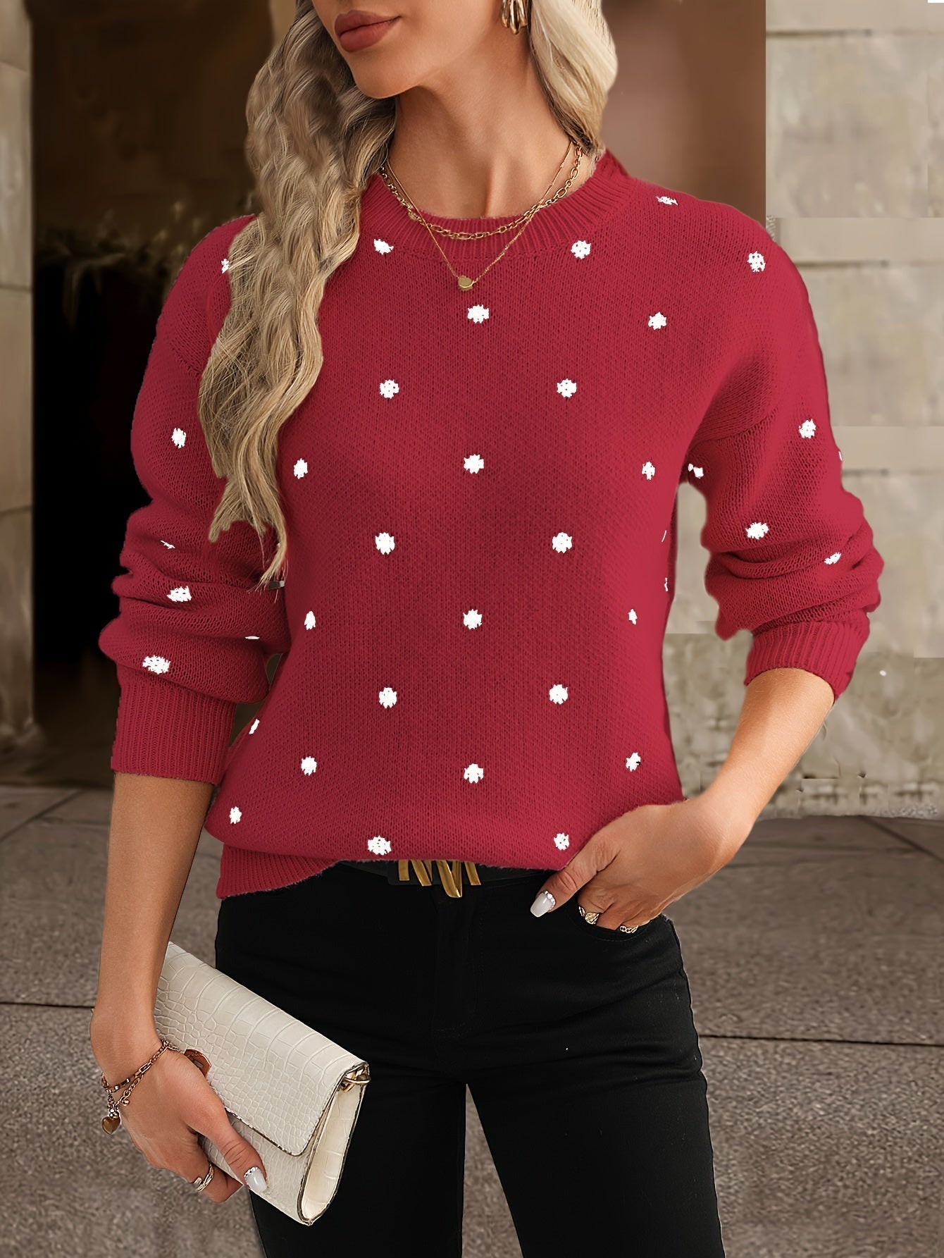 Zara Polka Dot Sweater for Casual and Stylish for Women in Autumn and Winter