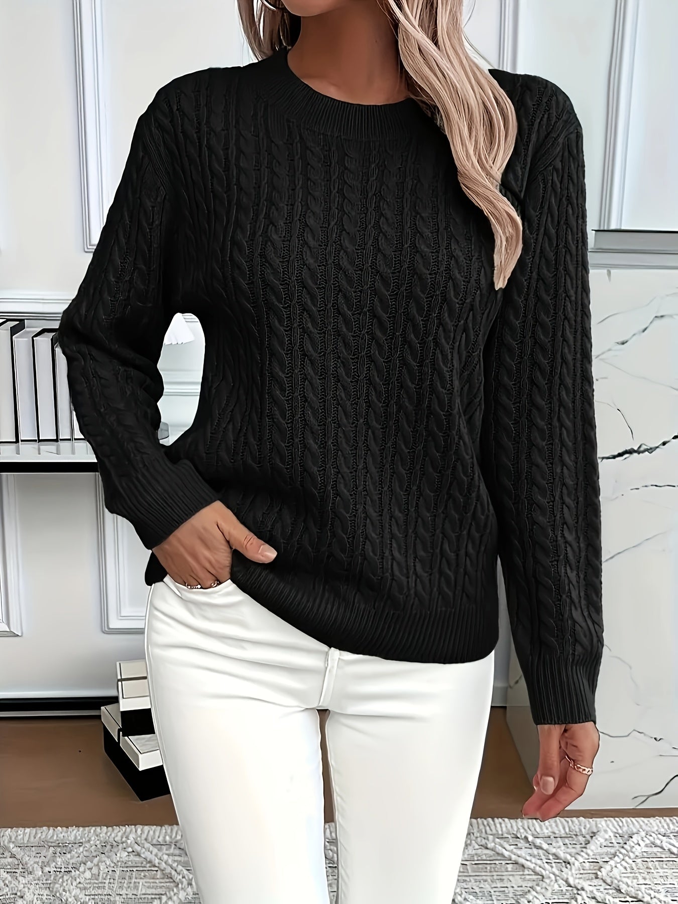 Knitted Cable Sweater for Women for Soft and Stylish Sweater for Spring and Autumn
