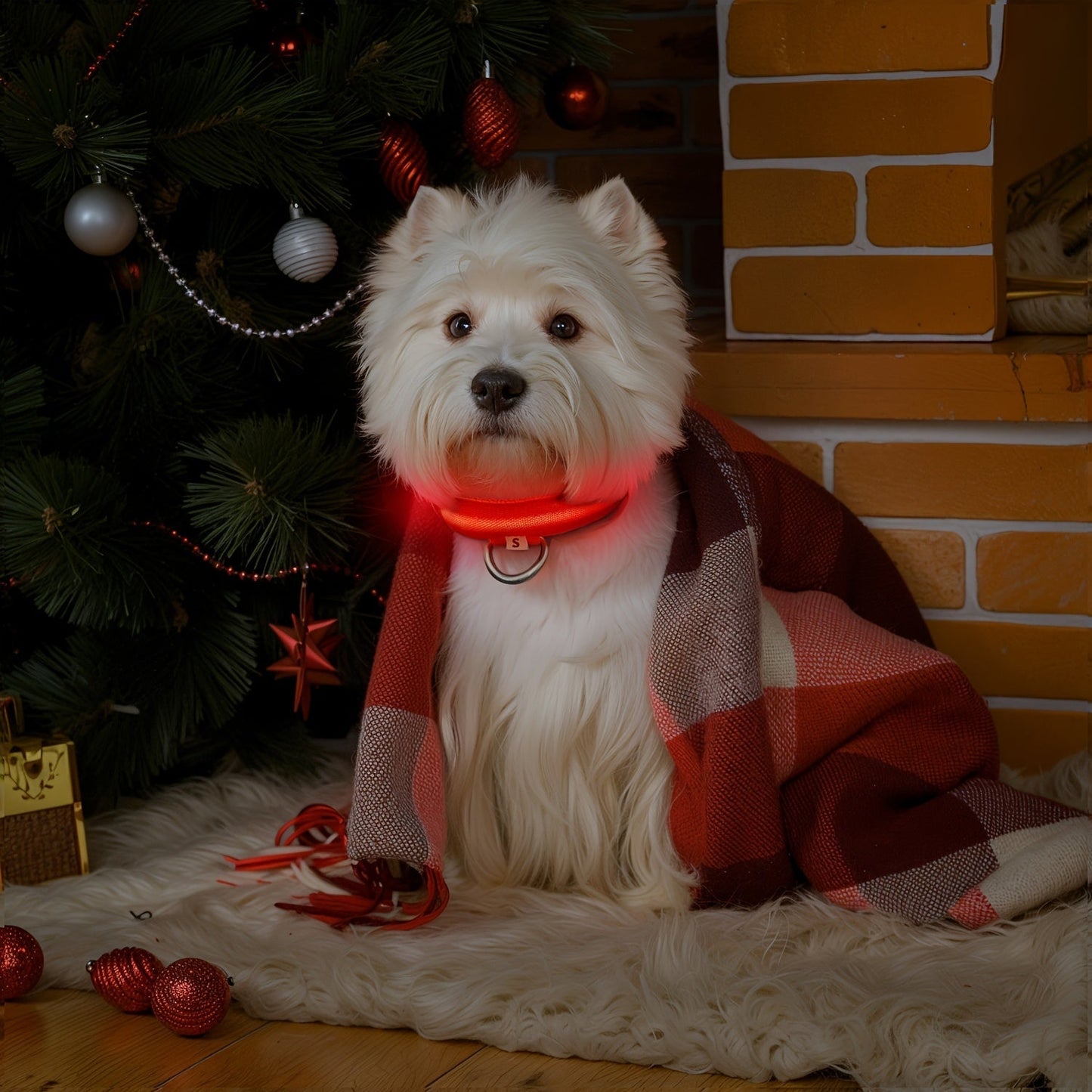 Dog with LED Collar with Lighting for Visible and Safe at Night