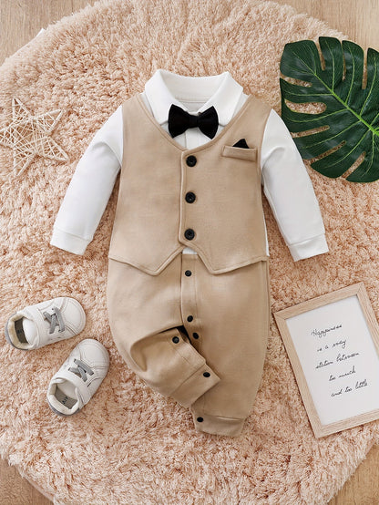 Oliver Gentleman Romper for Chic Baby Romper with Bow Tie
