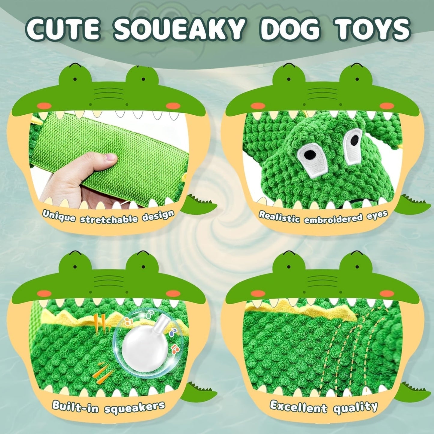 Toy with Sturdy Crocodile Dog Squeaker for Tug-of-War and Interactive Play
