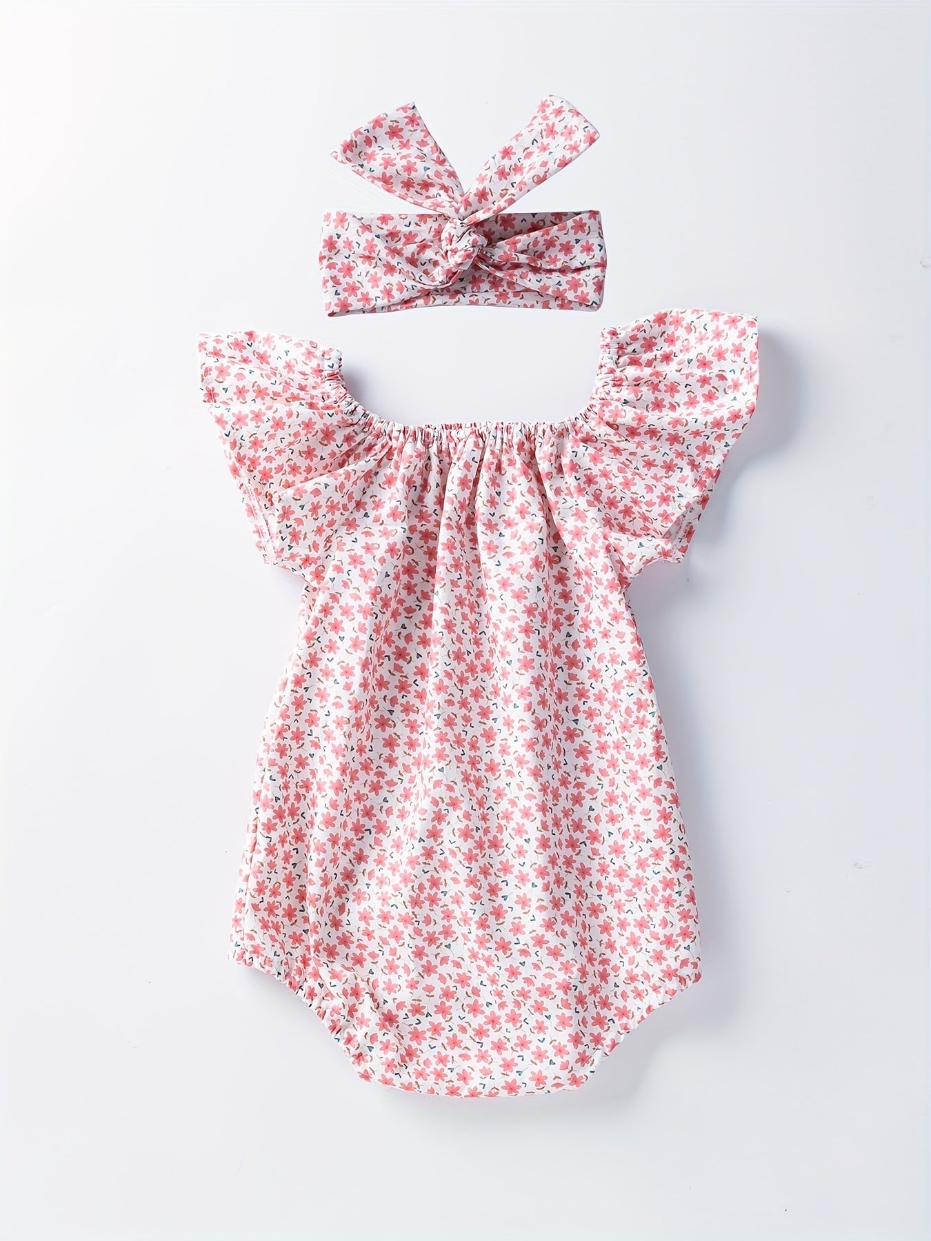 Baby Romper with Floral Pattern for Soft Cotton and Comfortable