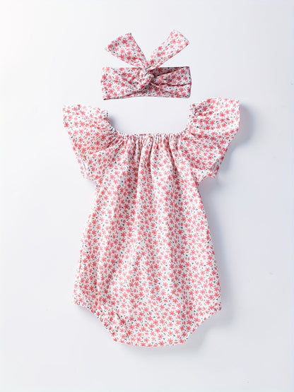 Baby Romper with Floral Pattern for Soft Cotton and Comfortable