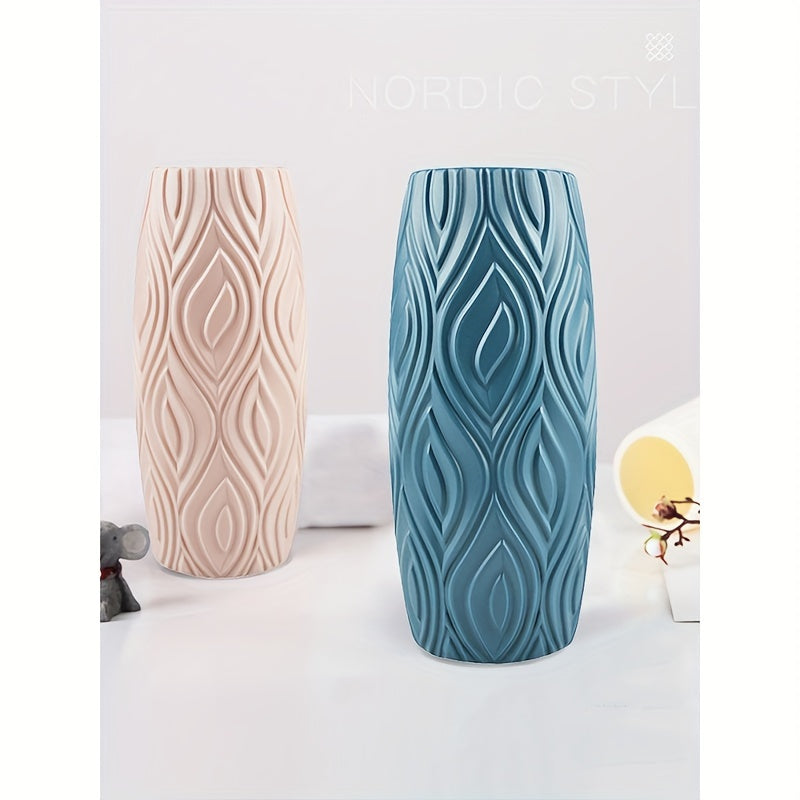 Vase with Decorative Plastic Geometric Relief for Modern and Unbreakable