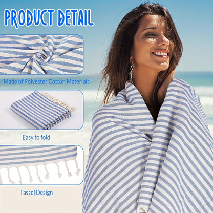 Oversized Beach Towel with Bohemian Stripe Pattern