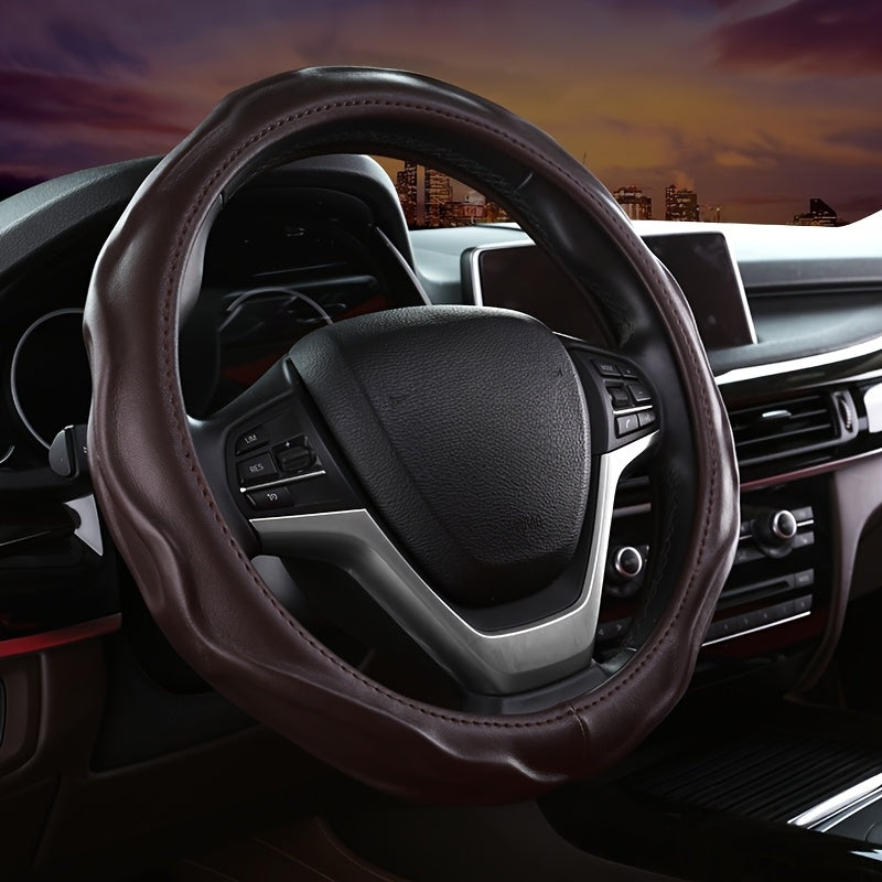 Cover with PU Leather Steering Wheel Non-Slip Grip for Comfort and Protection