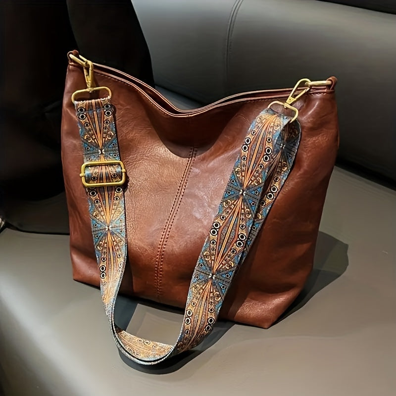 Bag Wide Geometric for Large Capacity Crossbody with Retro Vibe