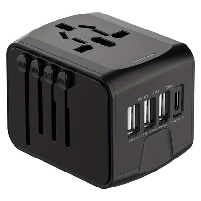 Travel Adapter with 4 USB Ports and Type-C for Global Charger