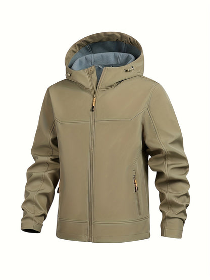 Men's Outdoor Softshell Jacket with Hood for Quick-Drying and Windproof