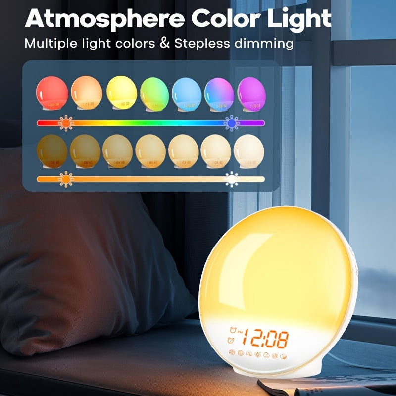 Light with Halo Digital Alarm Clock for Sunrise Alarm Clock