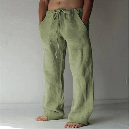 Linen Pants Men with Baggy Fit and Elastic Waistband