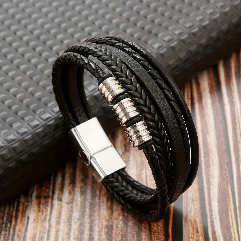Bracelet Refined Woven Leather for the Stylish Man