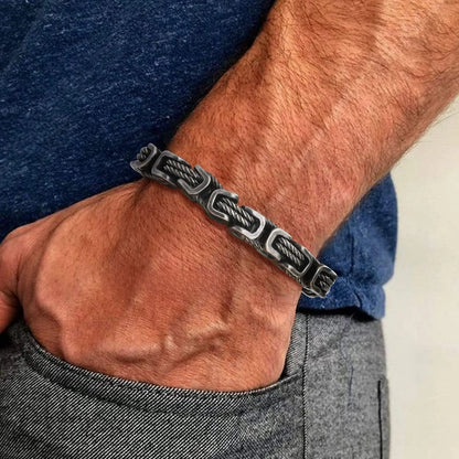 Bracelet Men's Stainless Steel with Woven Links and Scratch-Resistant Finish