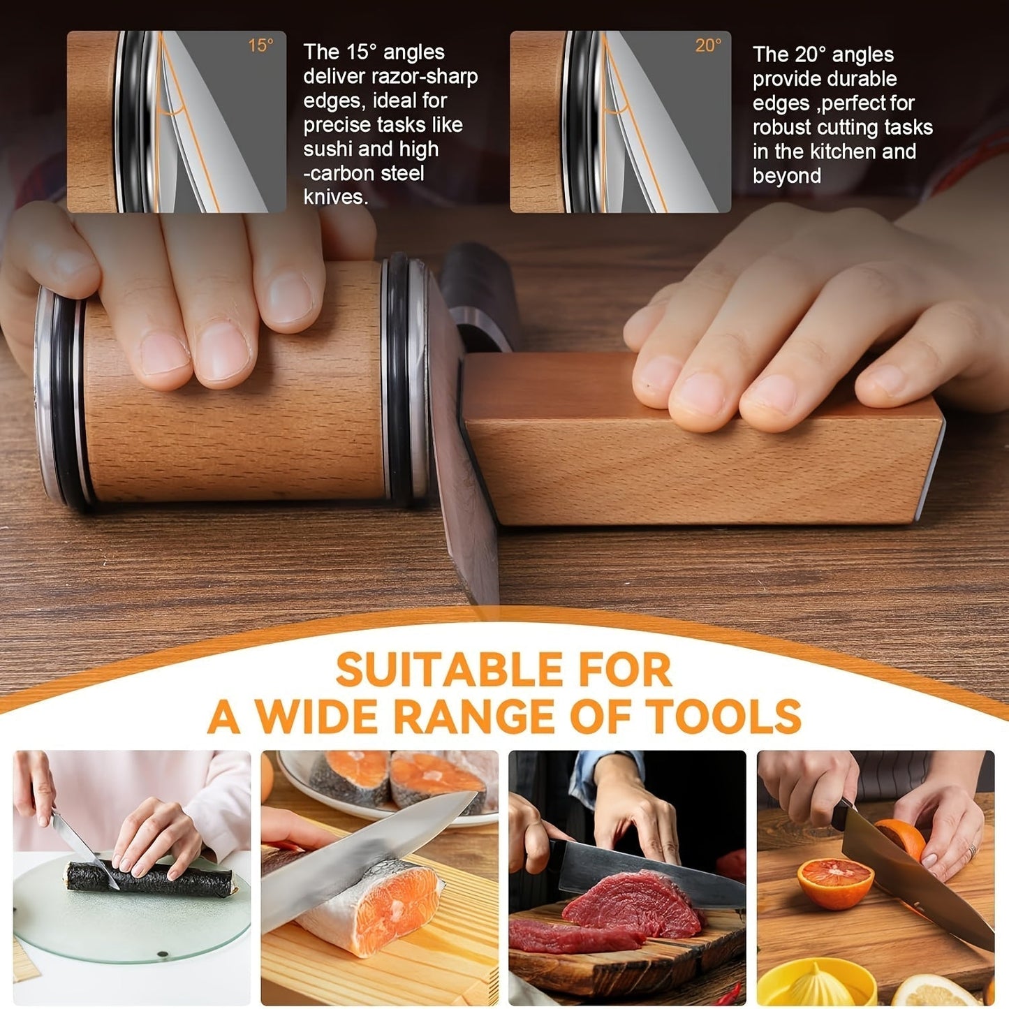 Magnetic Knife Sharpener with Diamond Coating for Kitchen Knives