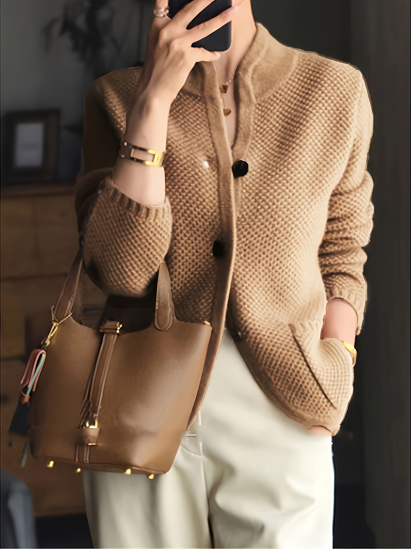 Ladies Knitted Sweater with High Neck for Comfortable and Timeless