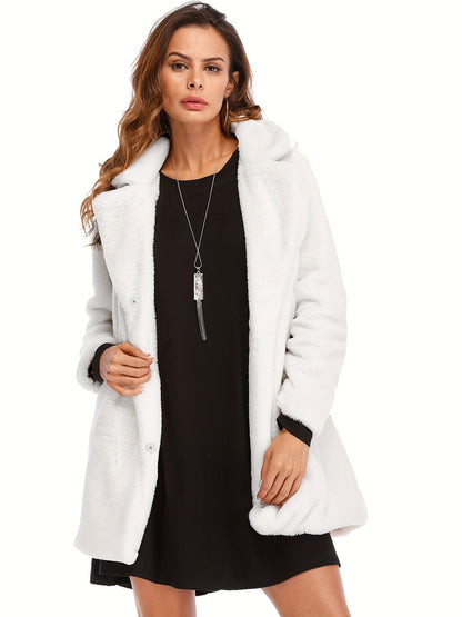 Elegant Women's Mid-Length Winter Faux Fur Coat for Stylish and Warm for Cold Months