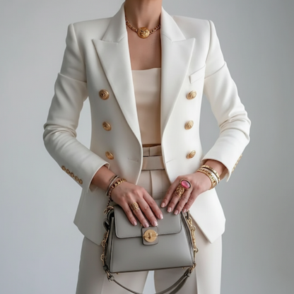 Double Breasted Women's Blazer for Tailored Fit and Classic Elegance