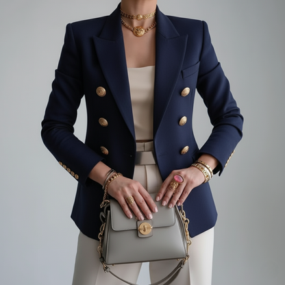 Double Breasted Women's Blazer for Tailored Fit and Classic Elegance