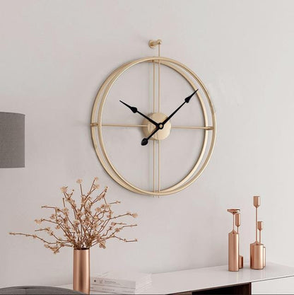 Clock with Interior & Decoration Large Wall Geometric Metal Design and Silent Mechanism
